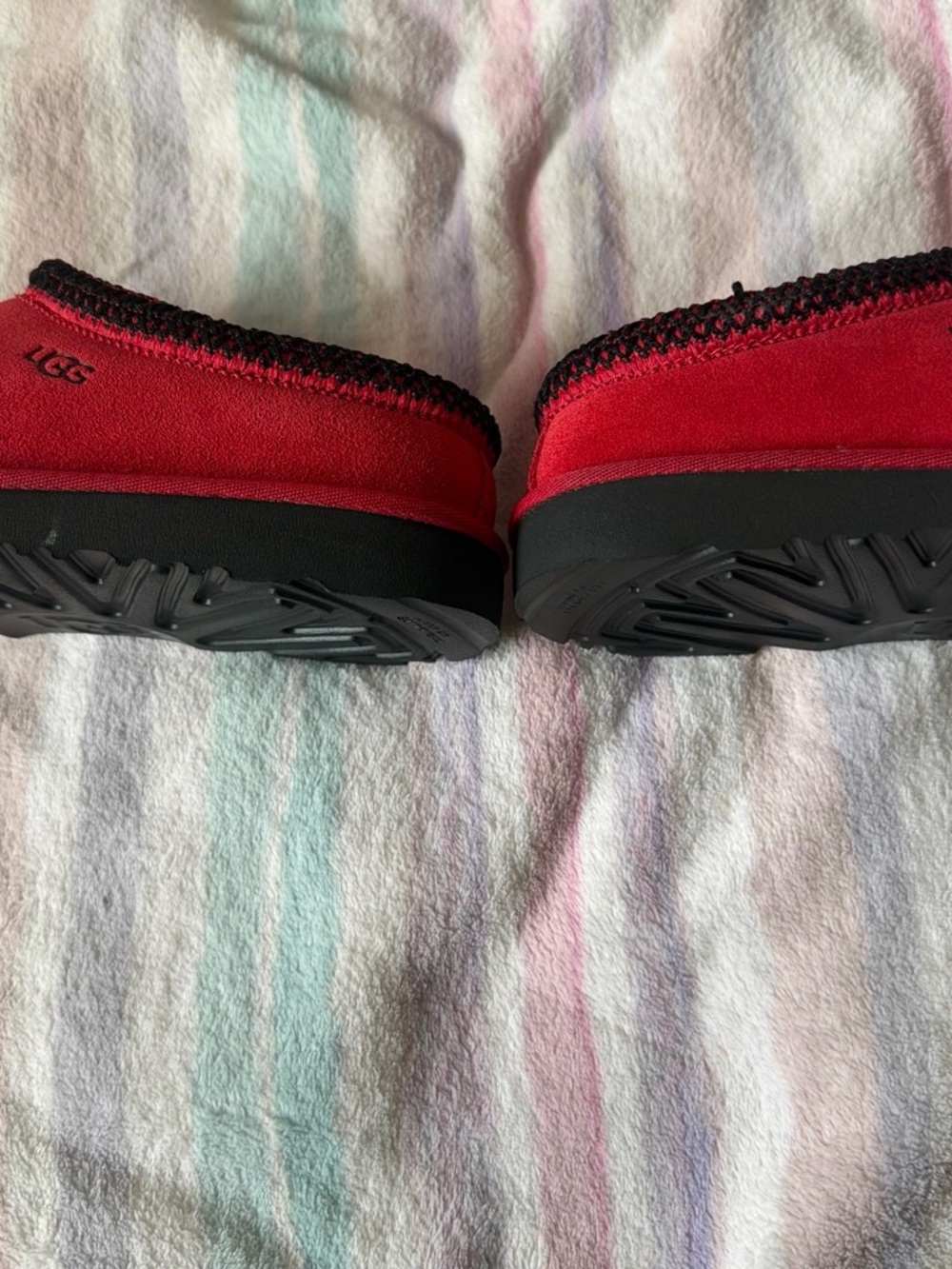 UGG Kids Red Slip-On Suede Clog with Black Sole